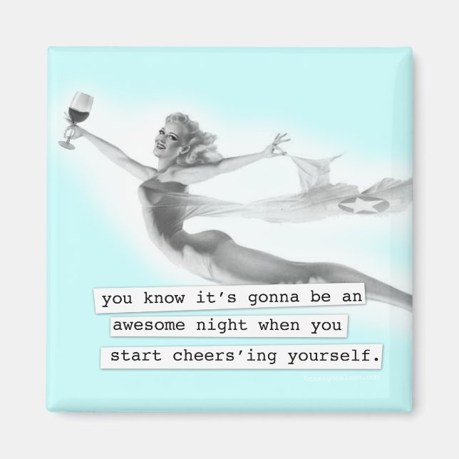 Imán Increíble noche cuando vitoreas al Chica Retro Pin (Frente)