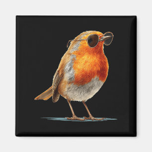 Imán Increíble pájaro Robin con gafas y plumas
