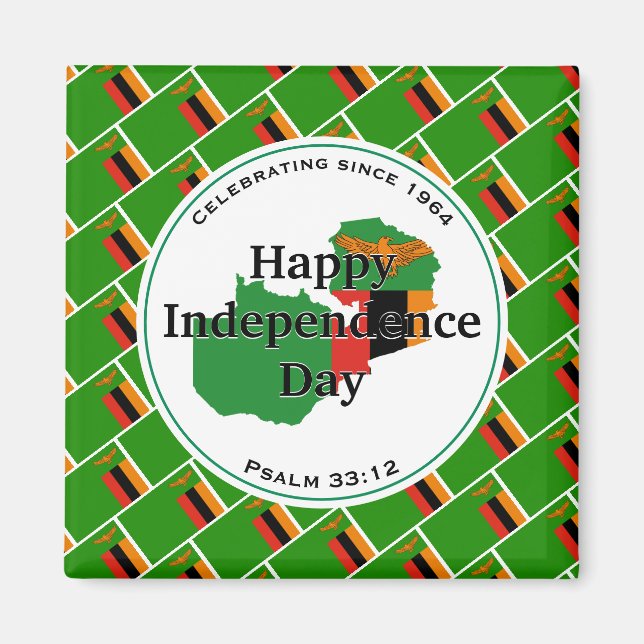 Imán INDEPENDENCIA DE ZAMBIA Escritura de Bandera de Za (Frente)