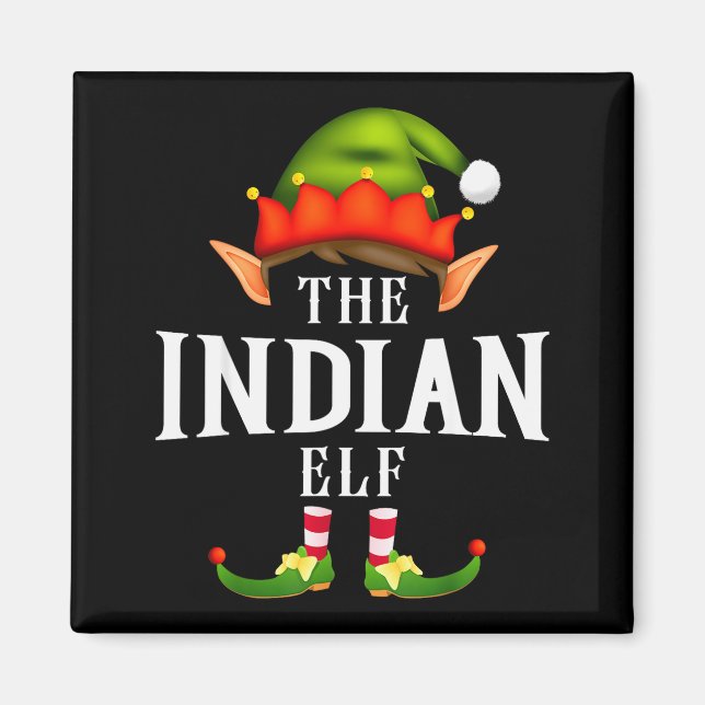Imán Indian Elf Group Funny Christmas Pajama Party  (Frente)