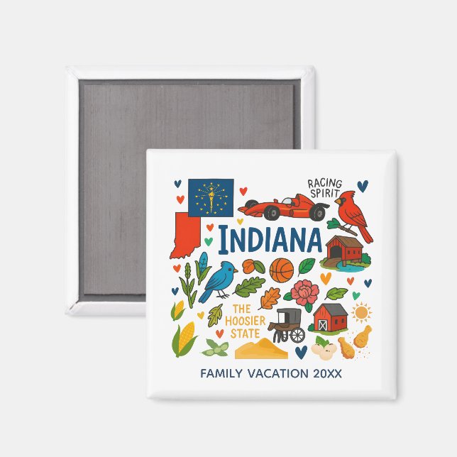 Imán Indiana Family Trip Keepsake Custom (Anverso/Reverso)