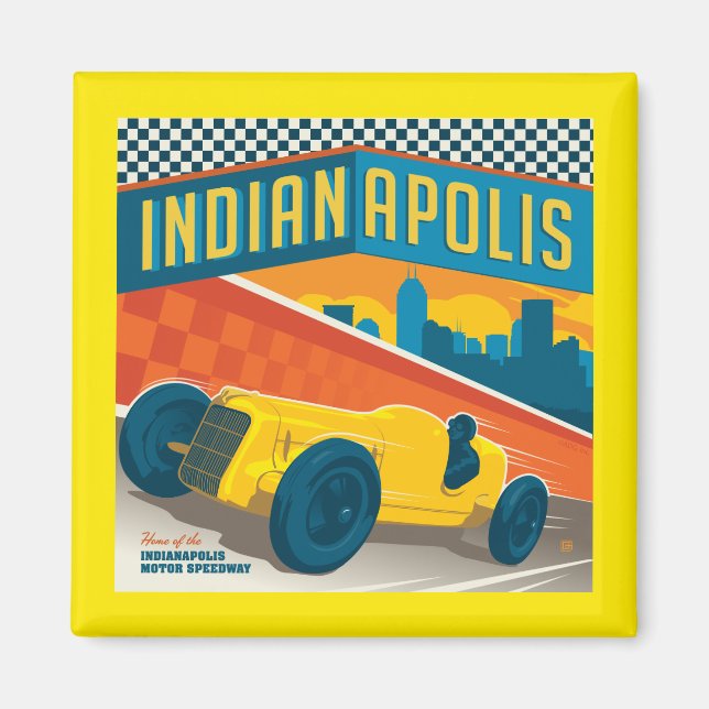 Imán Indianápolis, Indiana | Racer de vintage (Frente)