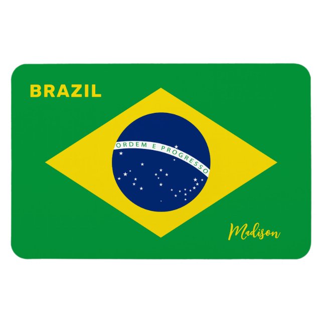 Imán Indicador de nombre personalizado de Brasil (Horizontal)