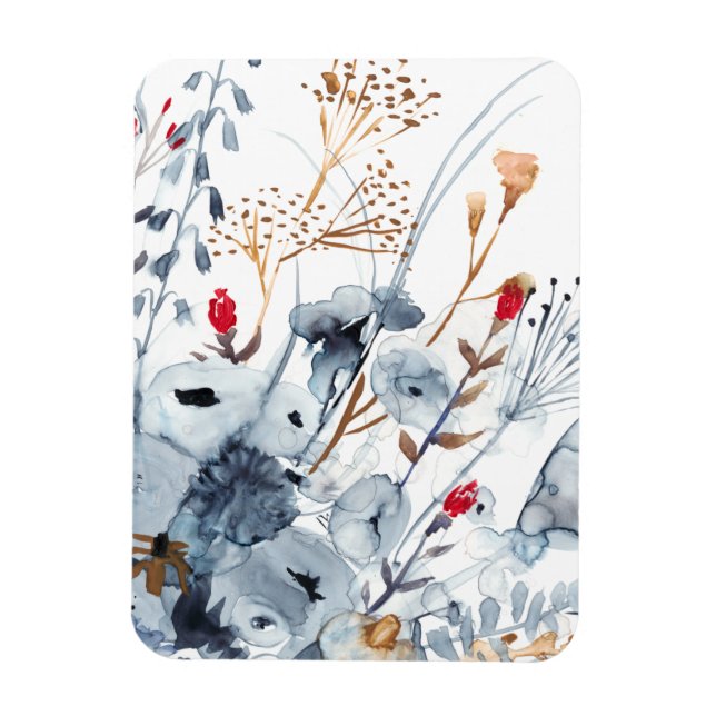 Imán Índigo y ocre - Flores acuáticas (Vertical)