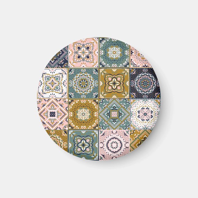 Imán Indio de Talavera: Patchwork, mosaico étnico. (Frente)