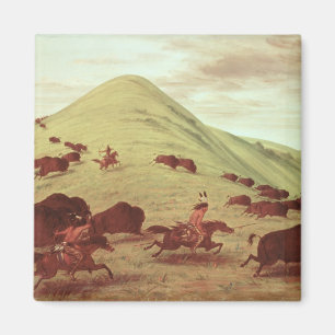 Imán Indios de Siux que cazan el búfalo, 1835 (aceite