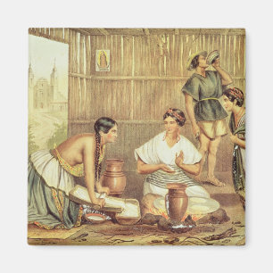 Imán Indios que preparan las tortillas