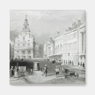 Imán Indique la calle, Boston, grabada por S.Lacey