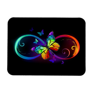 Imán Infinidad vibrante con mariposa arco iris sobre ne