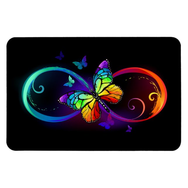 Imán Infinidad vibrante con mariposa arco iris sobre ne (Horizontal)