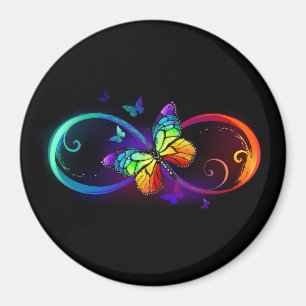 Imán Infinidad vibrante con mariposa arco iris sobre ne