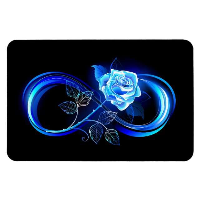 Imán Infinito brillante con rosa azul (Horizontal)
