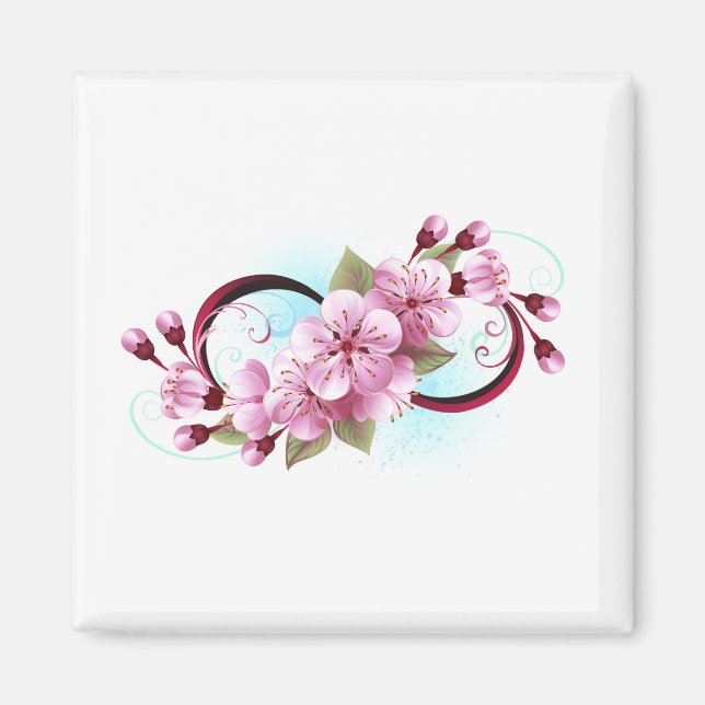 Imán Infinito con las flores de flores de Sakura Blosso (Frente)