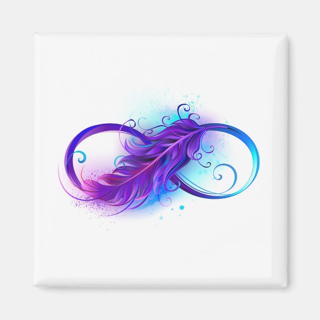 Imán Infinito con plumas púrpura (Frente)