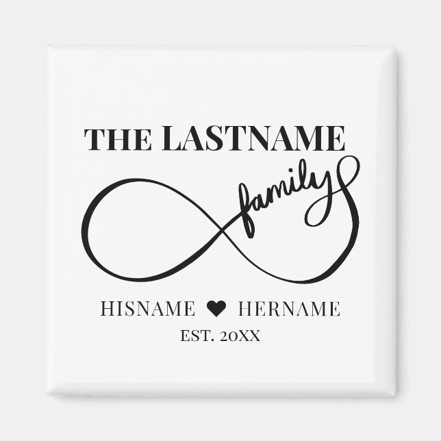 Imán Infinity Personalized Family Name and Est. Fecha (Frente)