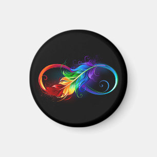 Imán Infinity Symbol with Rainbow Feather