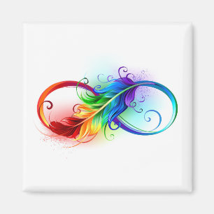 Imán Infinity Symbol with Rainbow Feather