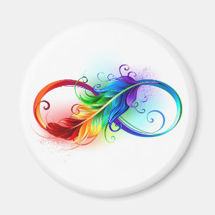 Imán Infinity Symbol with Rainbow Feather