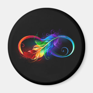 Imán Infinity Symbol with Rainbow Feather