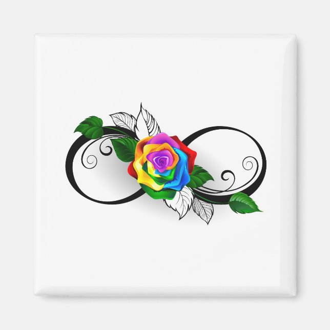 Imán Infinity Symbol with Rainbow Rose (Frente)
