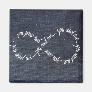 Imán Infinity You and Me Denim Jeans Square Magnet