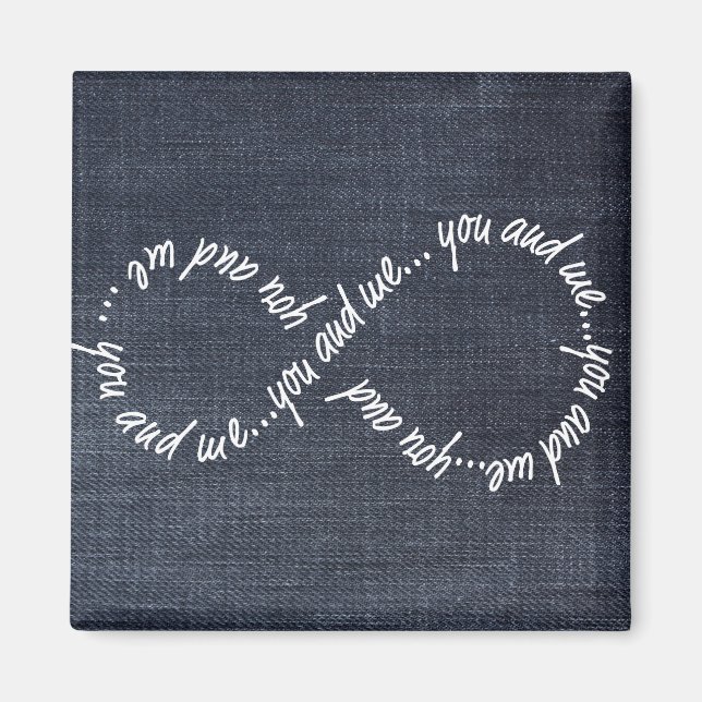 Imán Infinity You and Me Denim Jeans Square Magnet (Frente)