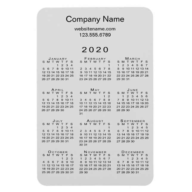 Imán Información de nombre de compañía de calendario de (Vertical)