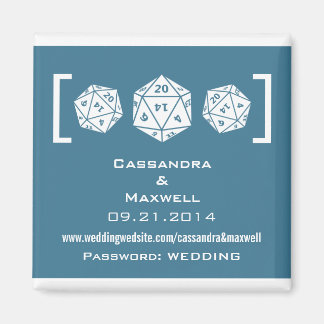 Imán informativo de Boda de juegos de dados azul D