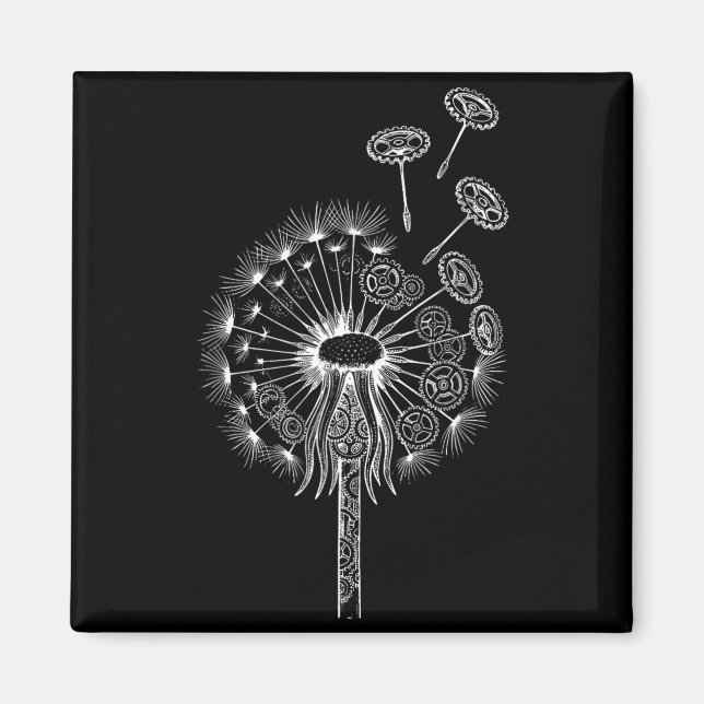 Imán Ingeniero Mecánico Flor de Diente de León Steampun (Frente)