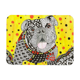 Imán inglés lindo y colorido 3" del bulldog x4 "