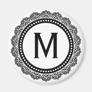 Imán Inicial blanco y negro del personalizado del