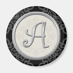 Imán Inicial de plata elegante A del monograma