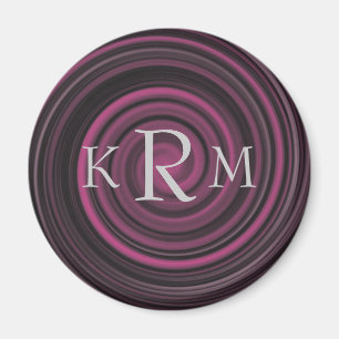 Imán Iniciales de monograma Circulos de ciruela Persona