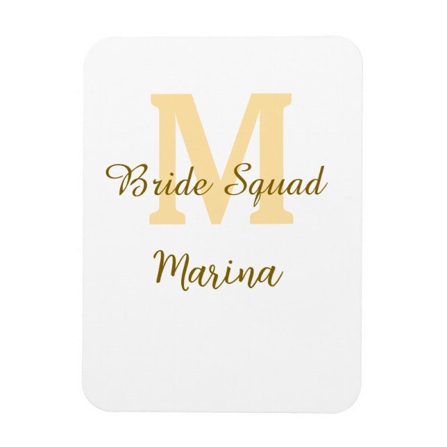 Imán Iniciales del equipo de la novia dorado simple duc (Vertical)