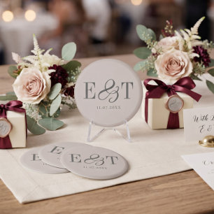 Imán Iniciales Elegantes de Boda en Marfil para Parejas