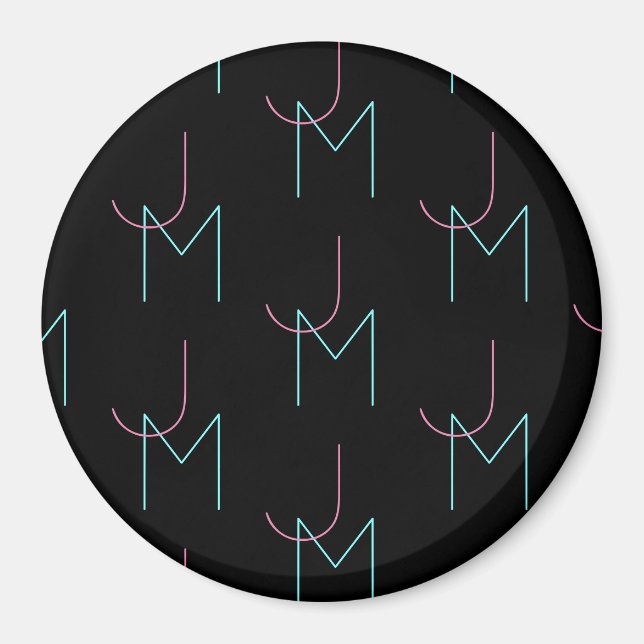 Imán Iniciales modernas de baldosas editables con estil (Frente)