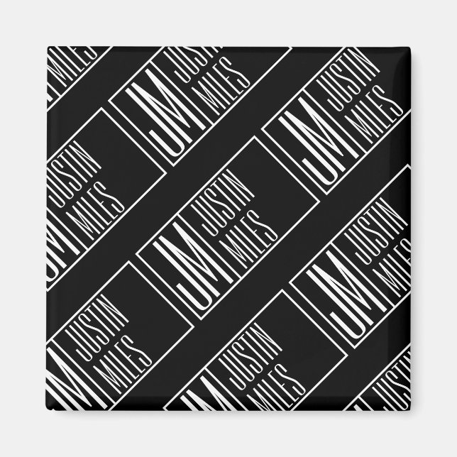 Imán Iniciales modernos con modelo de monograma de nomb (Frente)