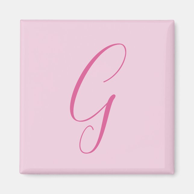 Imán Initial Letter Monogram Light Pink Plain Chic (Frente)