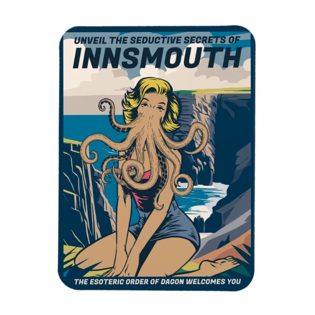 Imán Innsmouth Pin-up Cthulhu Afiche de viaje Lovecraft (Vertical)