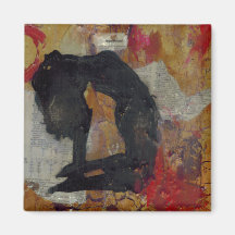 Inquisitivo Chica de Yoga - Magnet cuadrado