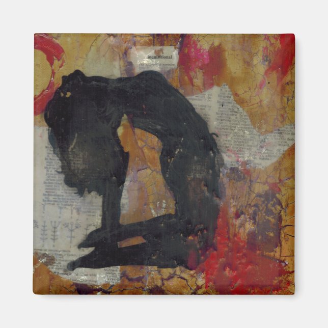 Imán Inquisitivo Chica de Yoga - Magnet cuadrado (Frente)