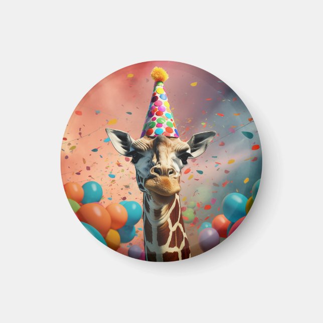 Imán Insigne de cumpleaños jirafa, imán, divertido  (Frente)