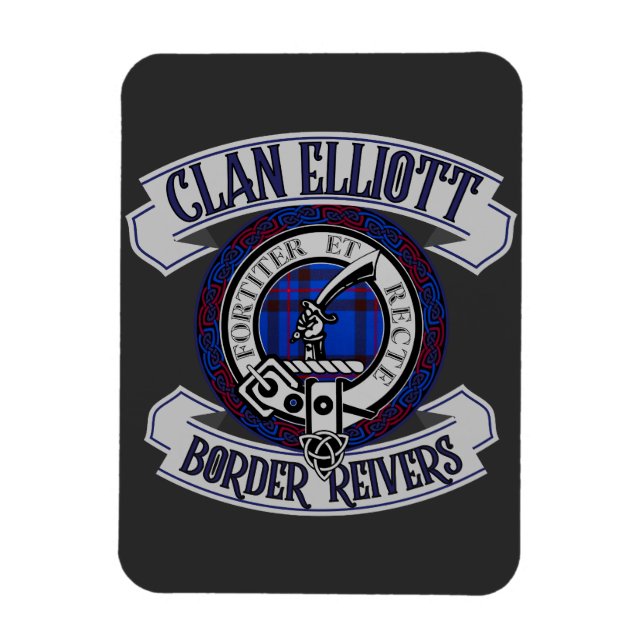 Imán Insignia Clan Elliott, Resinas Fronterizas, Cinta  (Vertical)