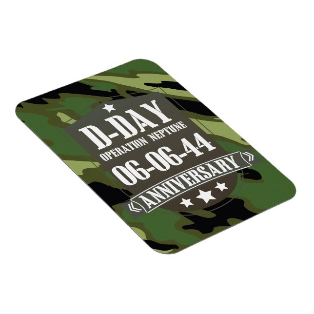 Imán Insignia de aniversario del Día D con camuflaje (Lado Derecho)