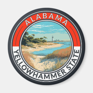 Imán Insignia de arte de viajes de Alabama