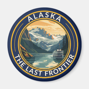 Imán Insignia de arte de viajes de Alaska