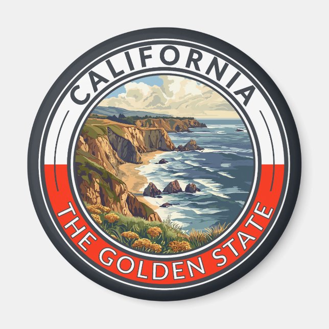 Imán Insignia de arte de viajes de California (Frente)
