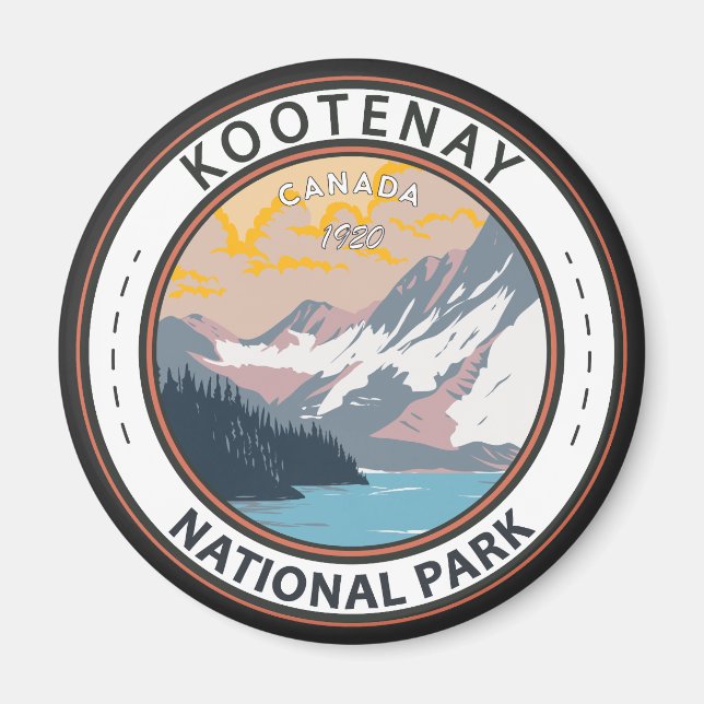 Imán Insignia de arte de viajes del Parque Nacional Koo (Frente)