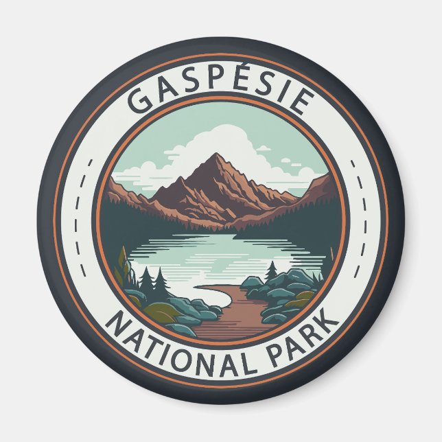Imán Insignia de Canadá del Parque Nacional Gaspésie (Frente)
