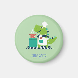 Imán Insígnia de chef dinosaurio